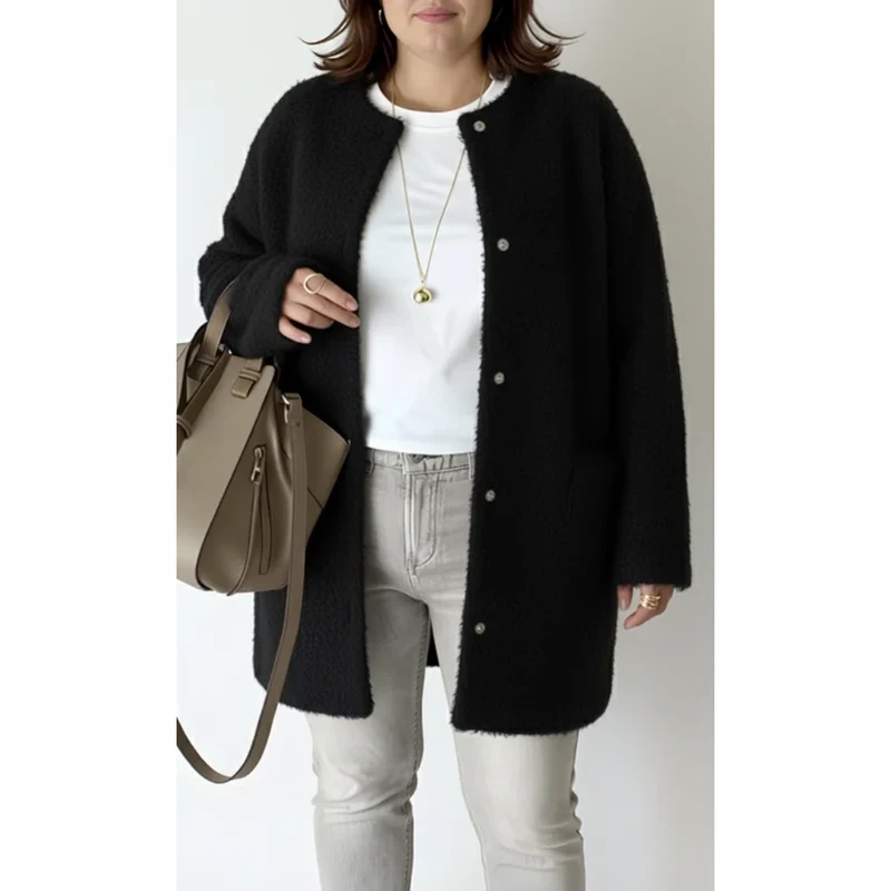Fabienne | Damen Strickjacke für Große Größen mit Knöpfen vorne und Langarm