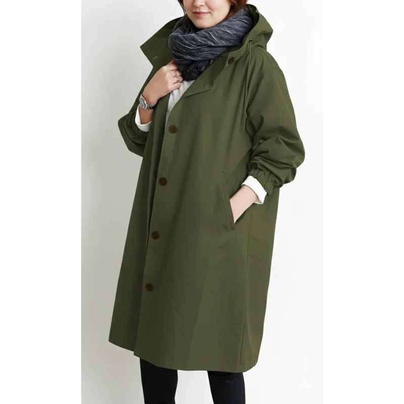 Nadine | Damen Winterjacke für Große Größen mit Kapuze und Trench Stil