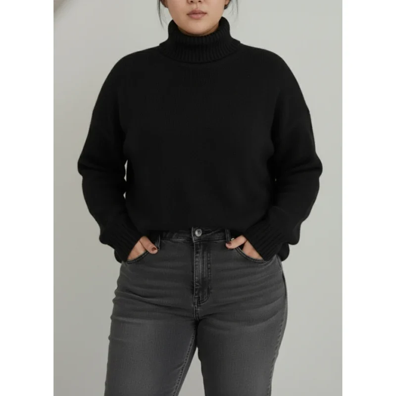 Patrizia | Damen Rollkragenpullover für Große Größen mit Strick und Langarm