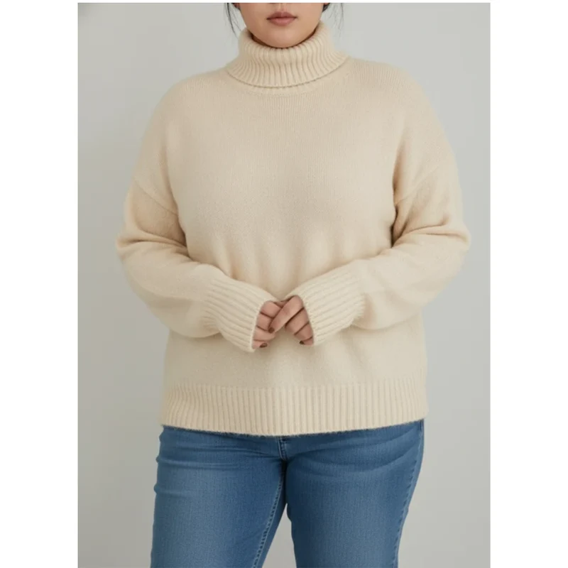 Patrizia | Damen Rollkragenpullover für Große Größen mit Strick und Langarm