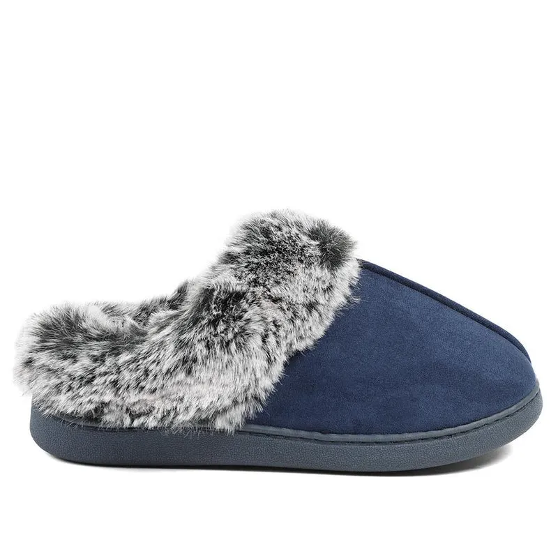 Wide Fit Soft Mule Slippers - GALOP42017 / 328 610 - Navy