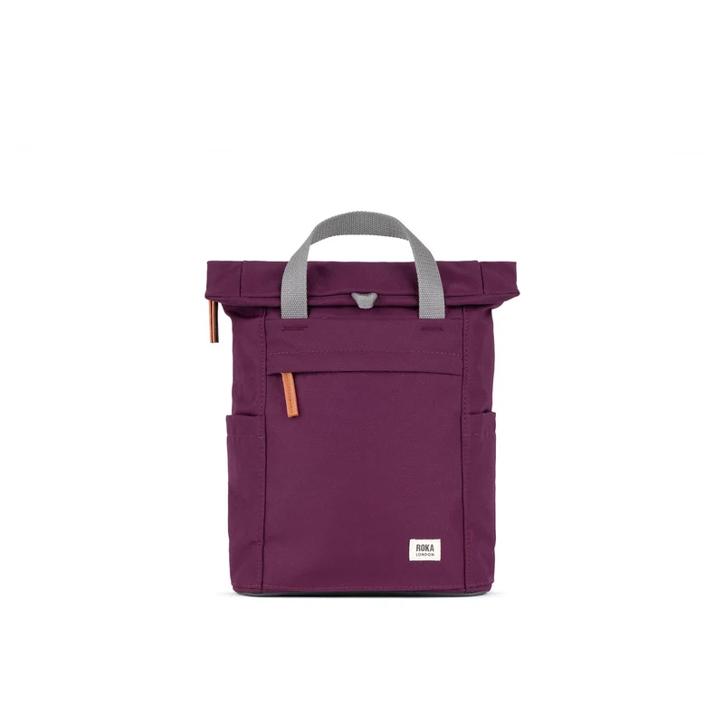 ROKA Finchley Eine kleine Tasche aus recyceltem Canvas mit Kirschlack-Optik