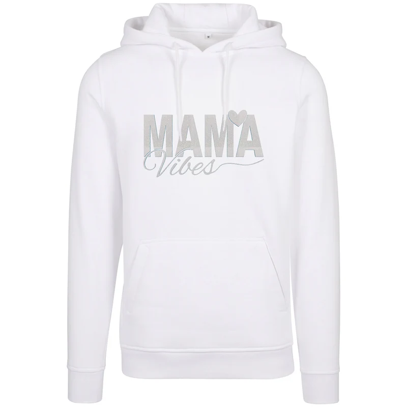 Hoodie - Mama Vibes - Druck Weiß Rainbow - verschiedene Farben zur Auswahl