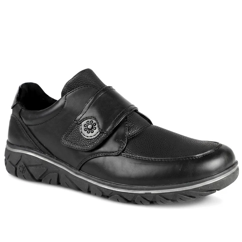 Relife Wide Fit Touch Fasten Monk Shoes - RELIF44002 / 329 663 - Black