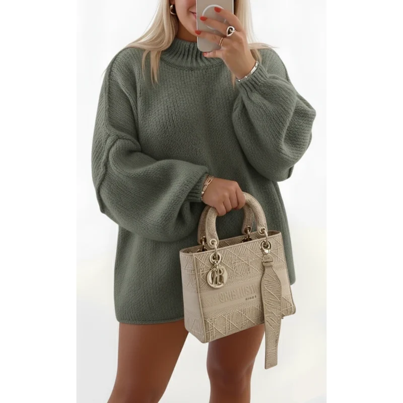 Delia | Damen Strickpullover für Große Größen im Oversize Stil mit weichem Strick