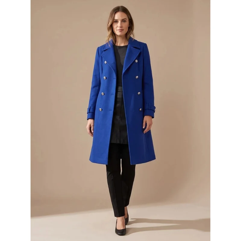 Hanni | Damen Winterjacke im Zweireiher Stil mit Wollmantel