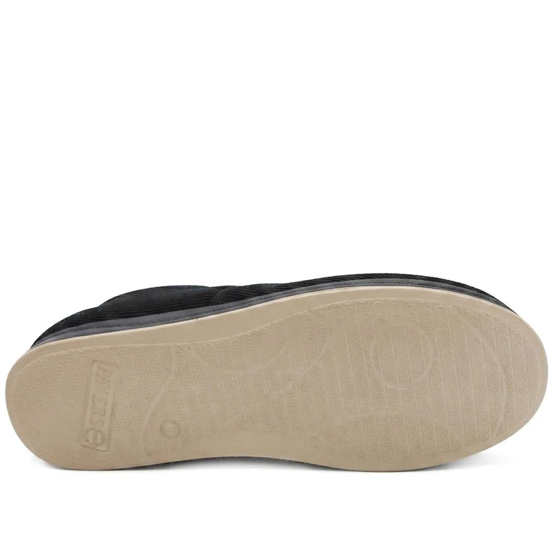Easy Step In Extra Wide Corduroy Slippers - QING42009 / 327 900 - Black