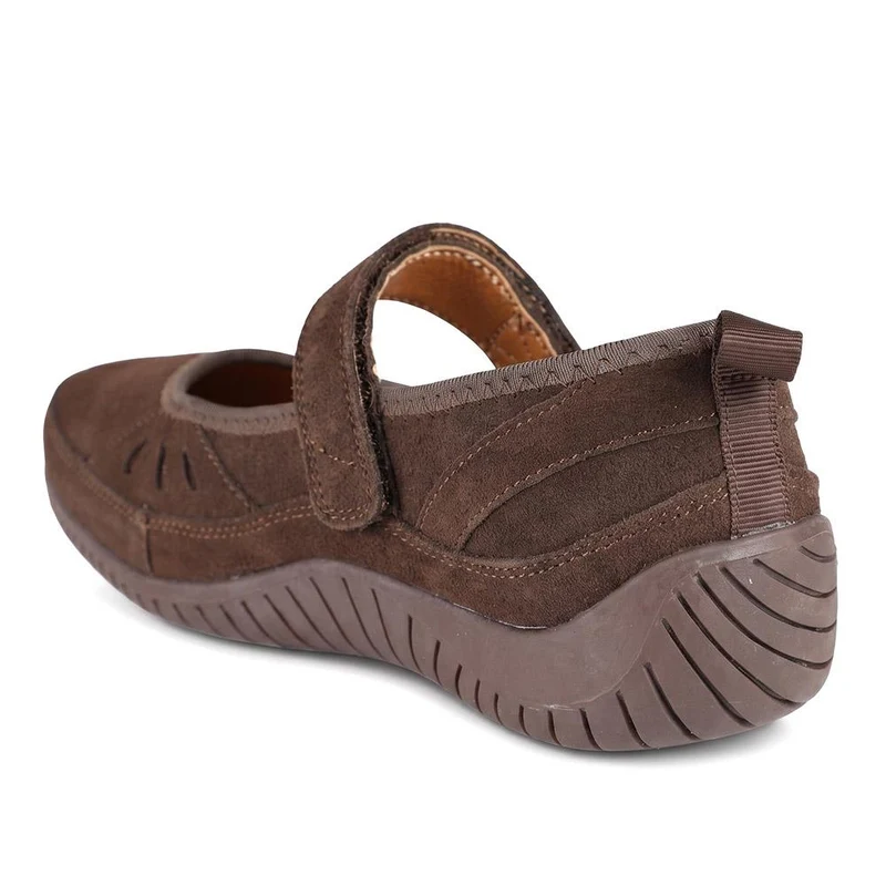 Leather Adjustable Fasten Mary Janes - BRK44003 / 329 757 - Chocolate Suede