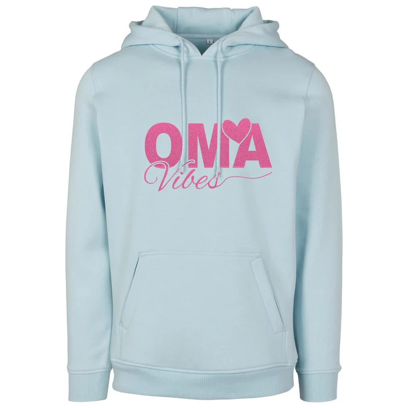 Hoodie - Oma Vibes - Druck Neon Rosa Glitter - verschiedene Farben zur Auswahl
