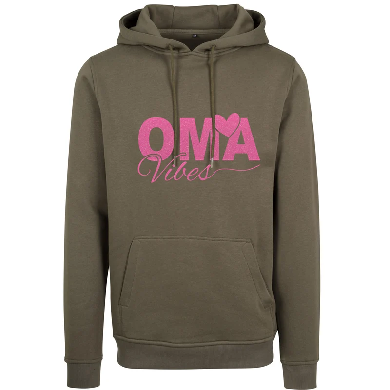 Hoodie - Oma Vibes - Druck Neon Rosa Glitter - verschiedene Farben zur Auswahl