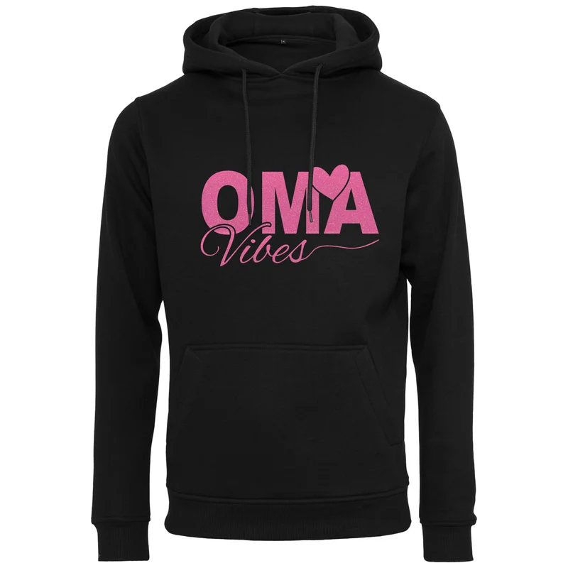 Hoodie - Oma Vibes - Druck Neon Rosa Glitter - verschiedene Farben zur Auswahl