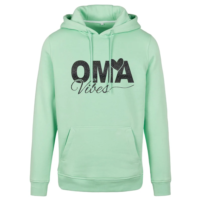 Hoodie - Oma Vibes - Druck Schwarz Glitter - verschiedene Farben zur Auswahl