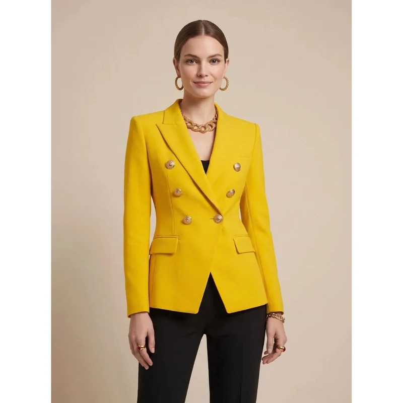 Henriette | Damen Zweireiher Blazer mit goldenen Knöpfen
