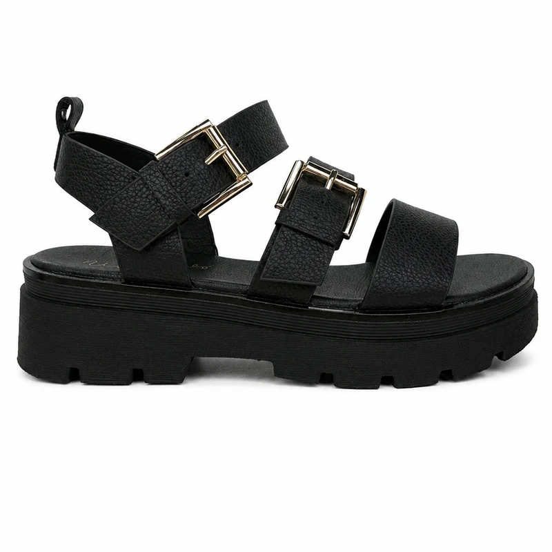 Una Healy Damen-Plateausandalen von Something Fashion | Schwarz