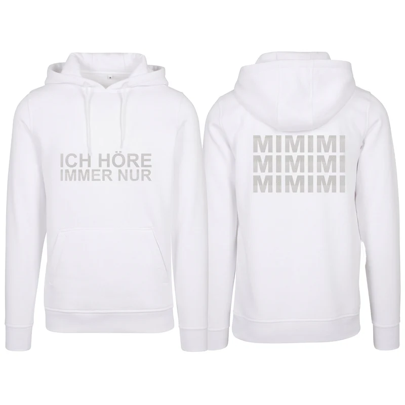 Hoodie - MiMiMi - Druck Weiss Glitter - verschiedene Farben zur Auswahl