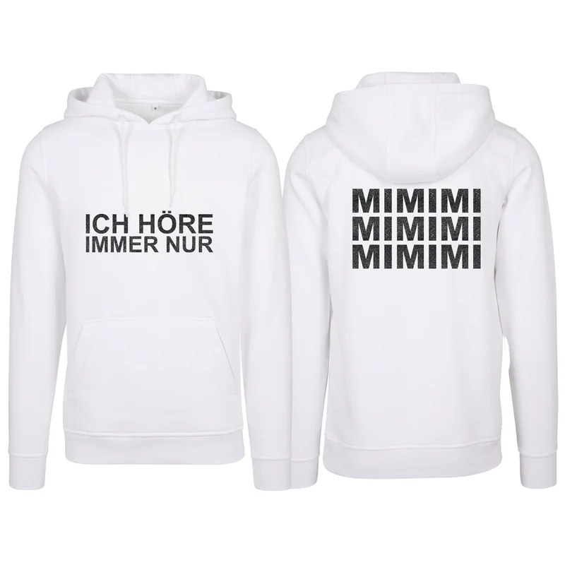 Hoodie - MiMiMi - Druck Schwarz Glitter - verschiedene Farben zur Auswahl
