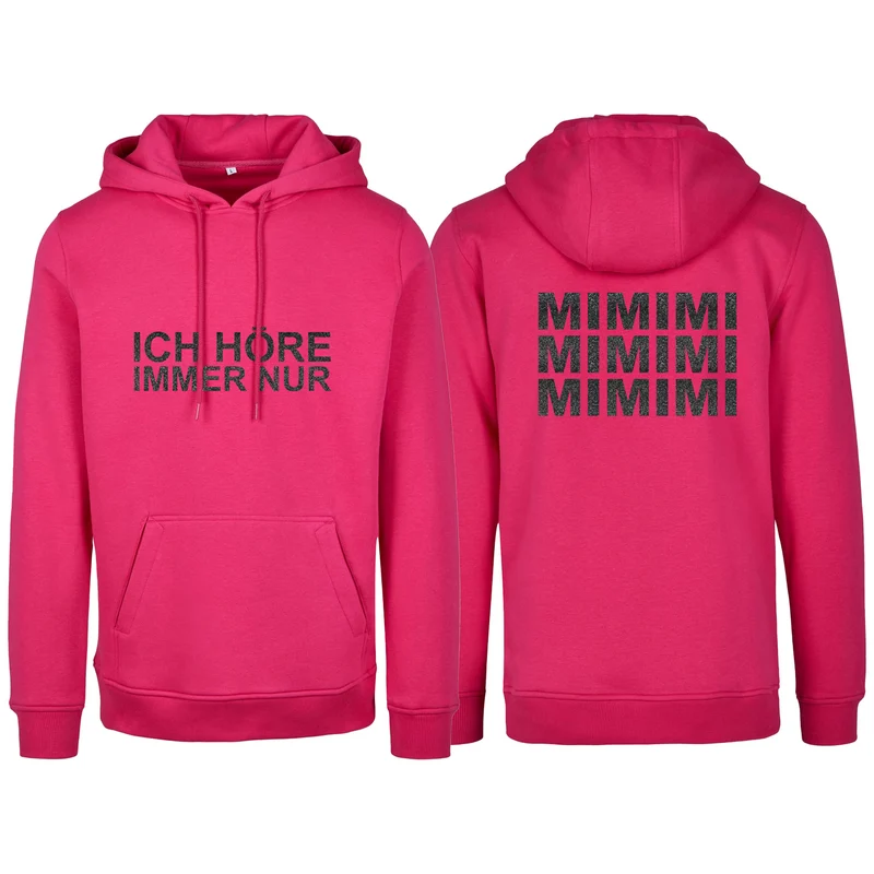 Hoodie - MiMiMi - Druck Schwarz Glitter - verschiedene Farben zur Auswahl