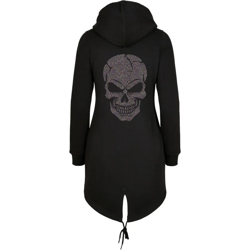 ZIP Parka Schwarz - Skull Head Glitter Druck