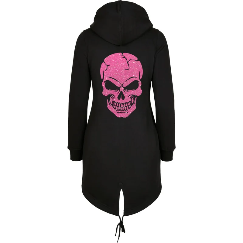 ZIP Parka Schwarz - Skull Head Glitter Druck
