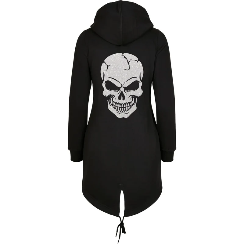 ZIP Parka Schwarz - Skull Head Glitter Druck