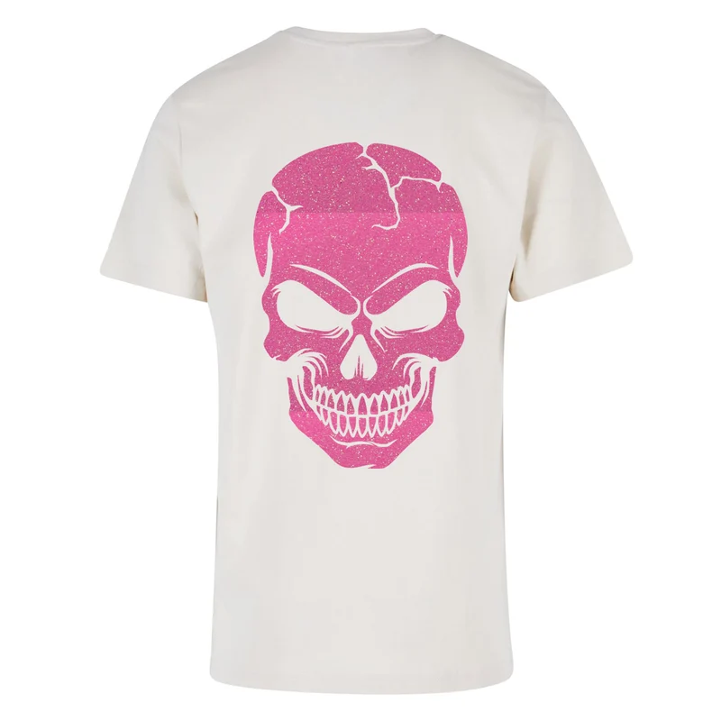 T-Shirt Shirt - Skull Head Glitzer Neon Rosa Druck - verschiedene Farben zur Auswahl