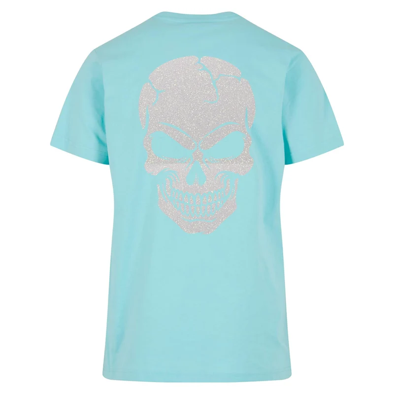 T-Shirt Shirt - Skull Head Glitzer Weiß Druck - verschiedene Farben zur Auswahl