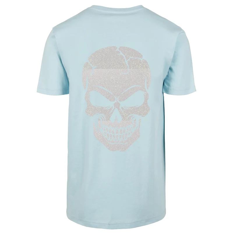 T-Shirt Shirt - Skull Head Glitzer Weiß Druck - verschiedene Farben zur Auswahl