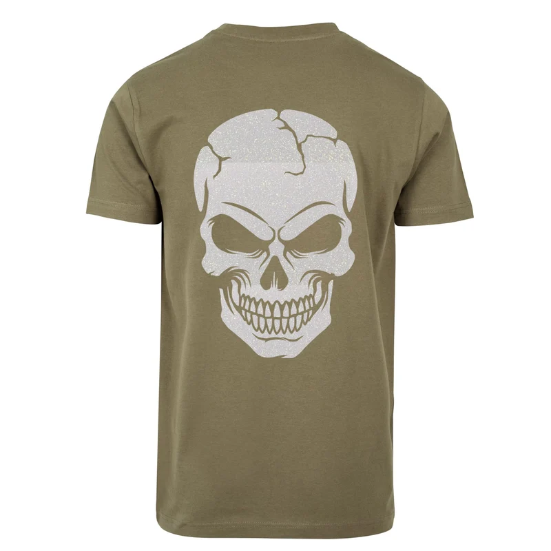 T-Shirt Shirt - Skull Head Glitzer Weiß Druck - verschiedene Farben zur Auswahl