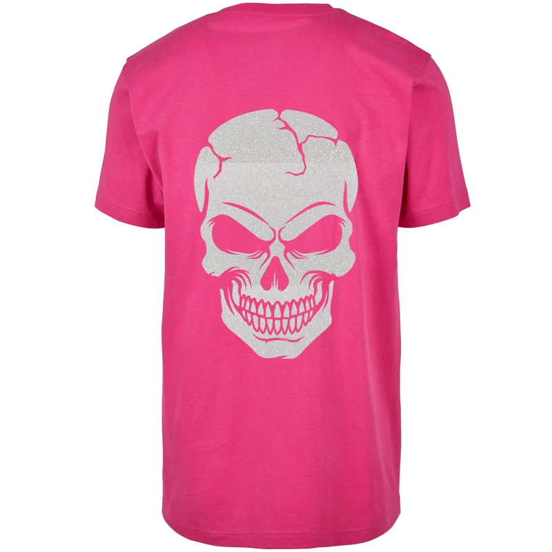 T-Shirt Shirt - Skull Head Glitzer Weiß Druck - verschiedene Farben zur Auswahl