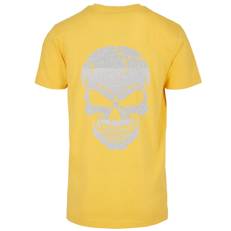 T-Shirt Shirt - Skull Head Glitzer Weiß Druck - verschiedene Farben zur Auswahl