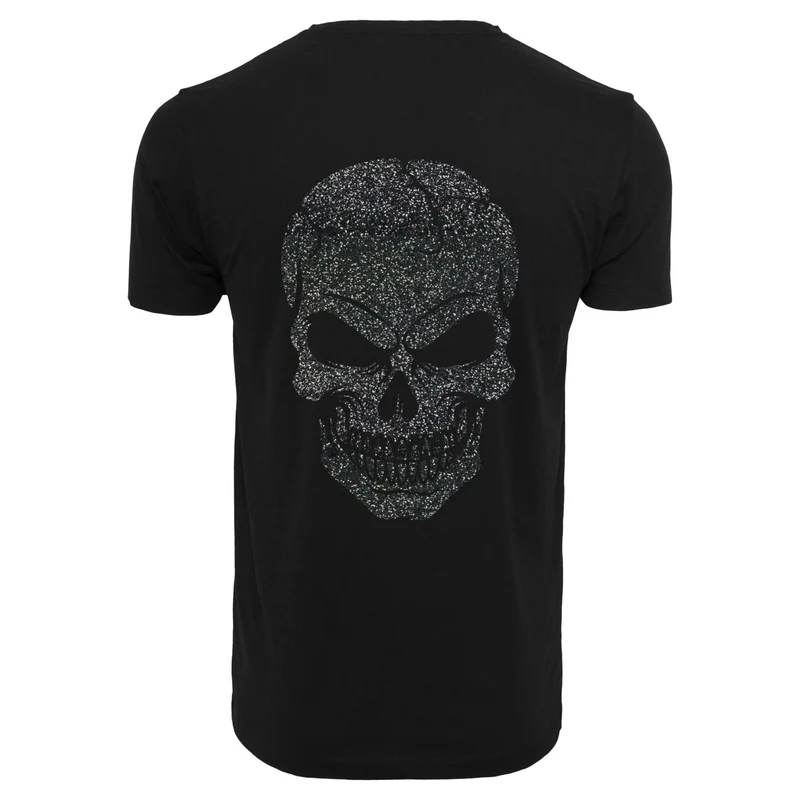 T-Shirt Shirt - Skull Head Glitzer Schwarz Druck - verschiedene Farben zur Auswahl
