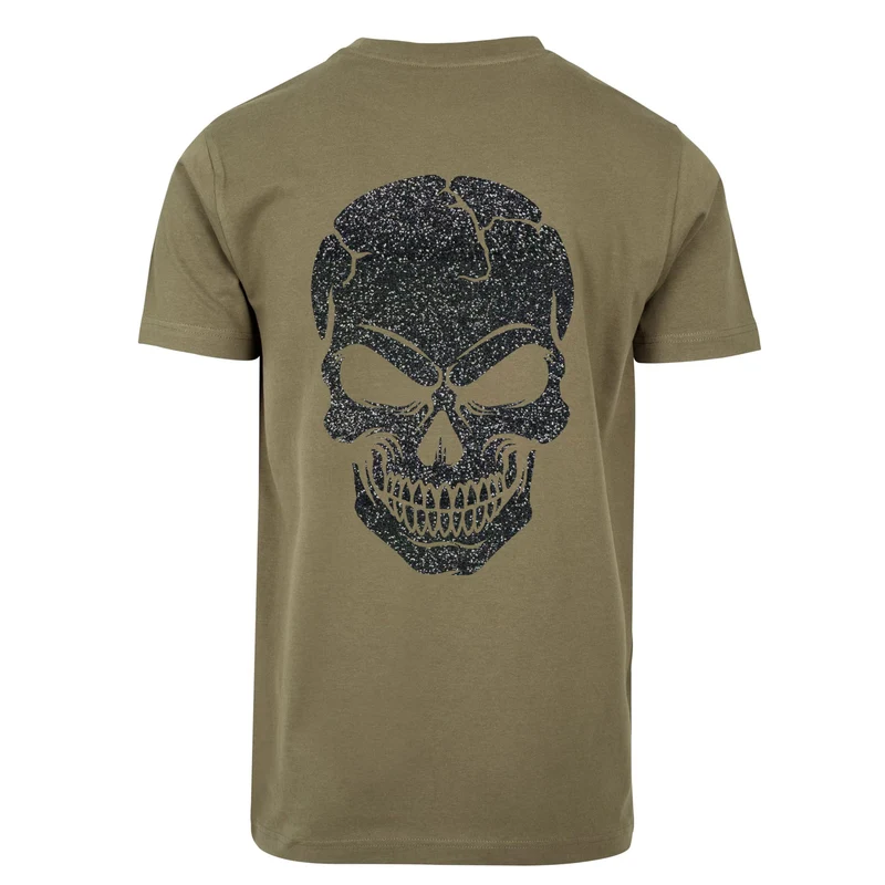 T-Shirt Shirt - Skull Head Glitzer Schwarz Druck - verschiedene Farben zur Auswahl