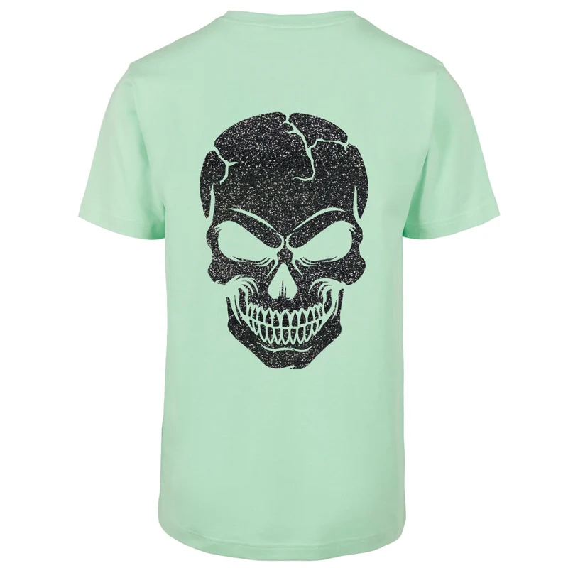 T-Shirt Shirt - Skull Head Glitzer Schwarz Druck - verschiedene Farben zur Auswahl