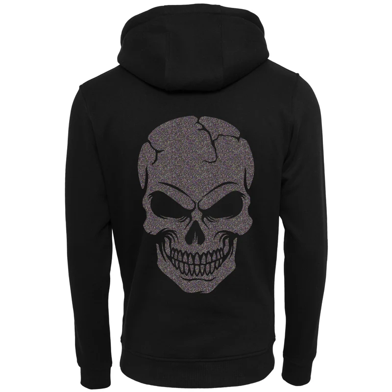 ZIP Hoodie - Skull Head Glitter Multicolor Druck - verschiedene Farben zur Auswahl
