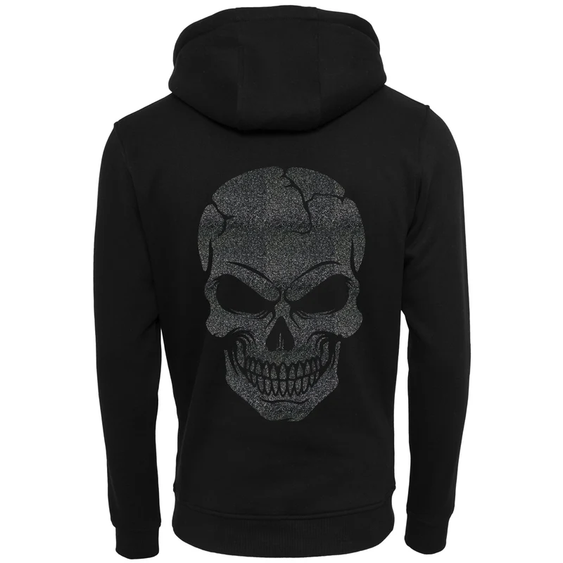 ZIP Hoodie - Skull Head Glitter Schwarz Druck - verschiedene Farben zur Auswahl
