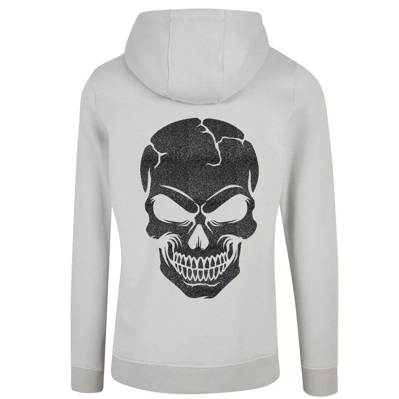 ZIP Hoodie - Skull Head Glitter Schwarz Druck - verschiedene Farben zur Auswahl