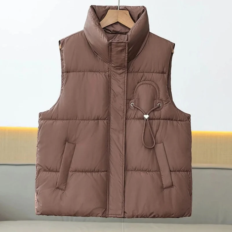 Alessandra | Damen Steppweste Bodywarmer mit Stehkragen und Kordel