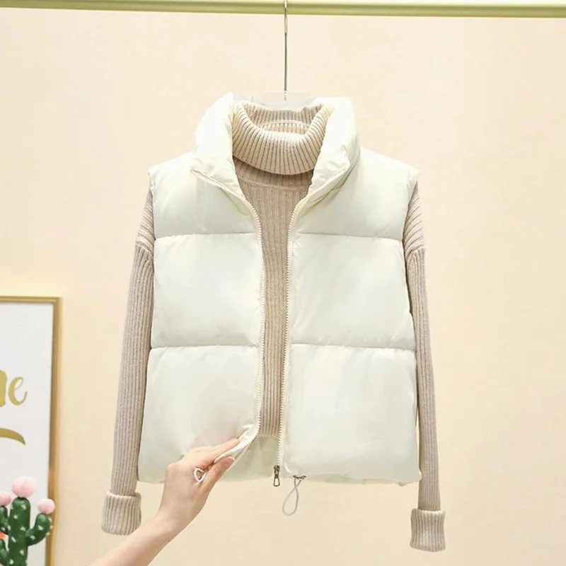 Esther | Damen Kurze Steppweste Bodywarmer mit Stehkragen und Zwei Wege Reißverschluss