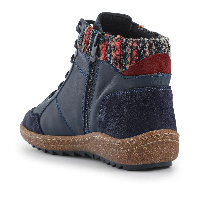 Loretta Leather Knitted Cuff Chukka Boots - HAK42004 / 328 442 - Navy