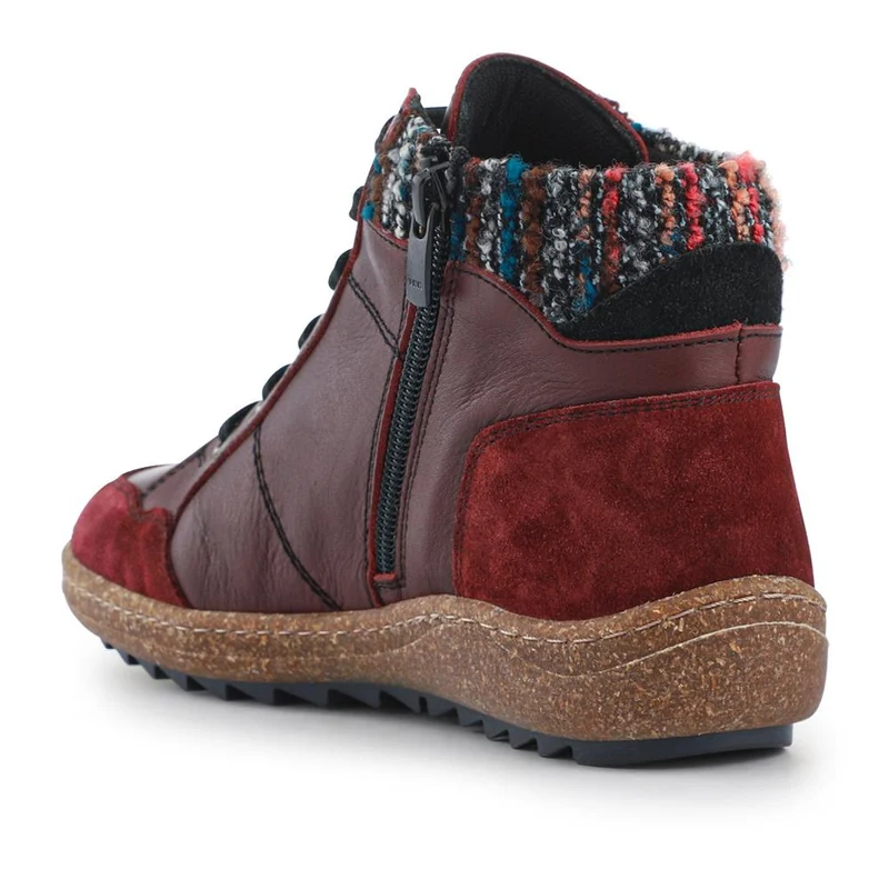 Loretta Leather Knitted Cuff Chukka Boots - HAK42004 / 328 442 - Burgundy