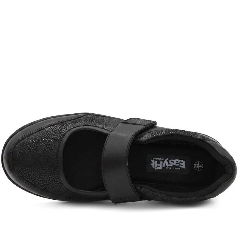 EasyFit Extra Wide Leather Adjustable Mary Janes - ARLEN / 330 252 - Black