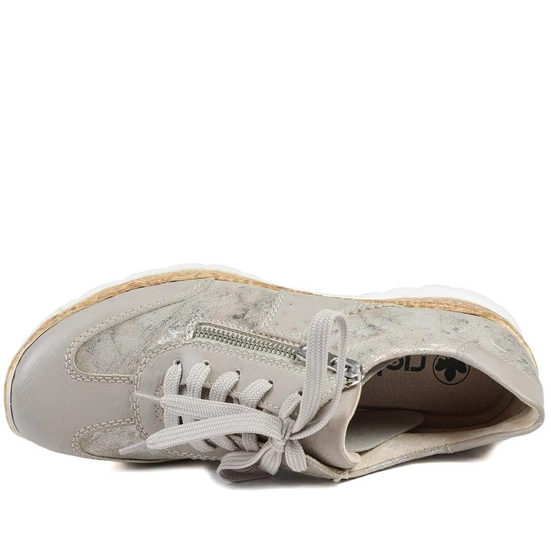 Rieker Memory Foam Zip & Lace Shoes - RKR43589 / 329 539 - Beige