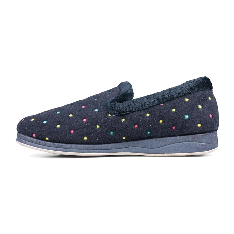 Padders Ladies Slippers 2E Fit Vulcanised - REPOSE - Repose / null - Navy Woven Spot