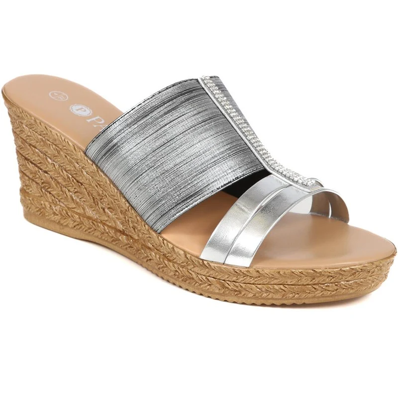 Metallic Wedge Espadrilles - CLUBS37003 / 323 836