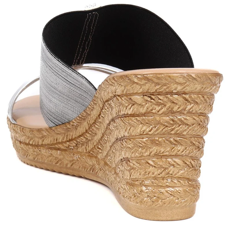 Metallic Wedge Espadrilles - CLUBS37003 / 323 836 - Silver