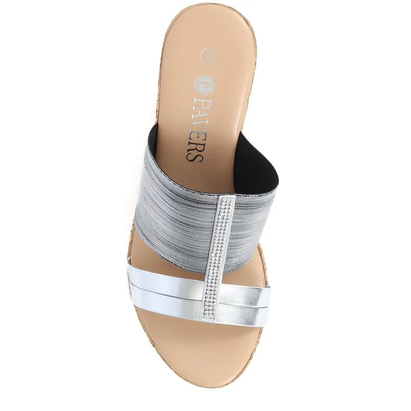 Metallic Wedge Espadrilles - CLUBS37003 / 323 836 - Silver