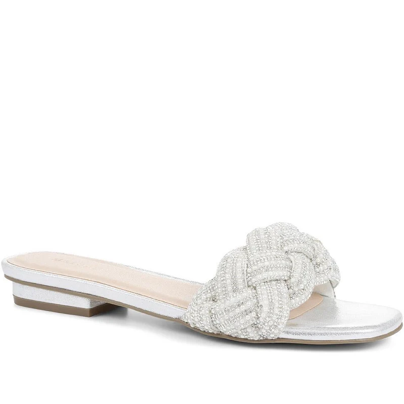Embellished Mule Sandals - MENBU35512 / 321 871 - Silver