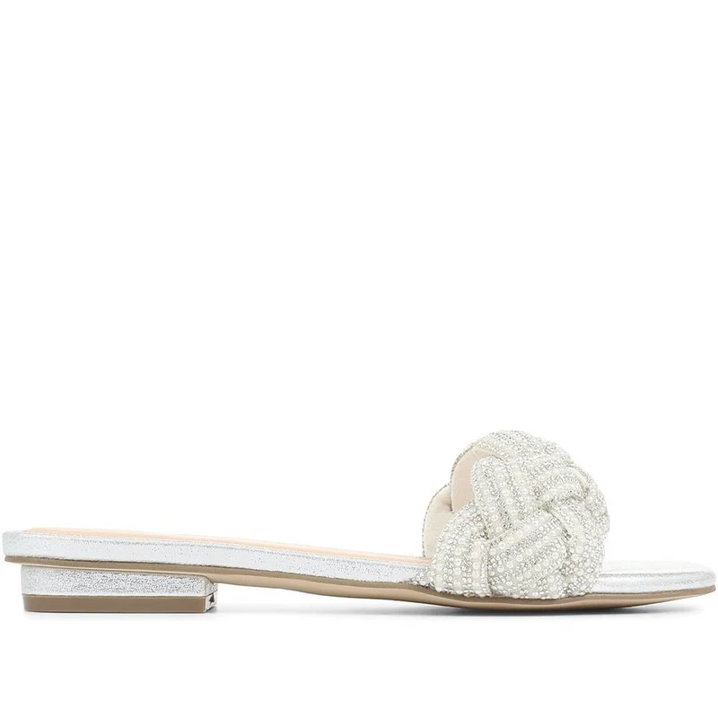 Embellished Mule Sandals - MENBU35512 / 321 871 - Silver