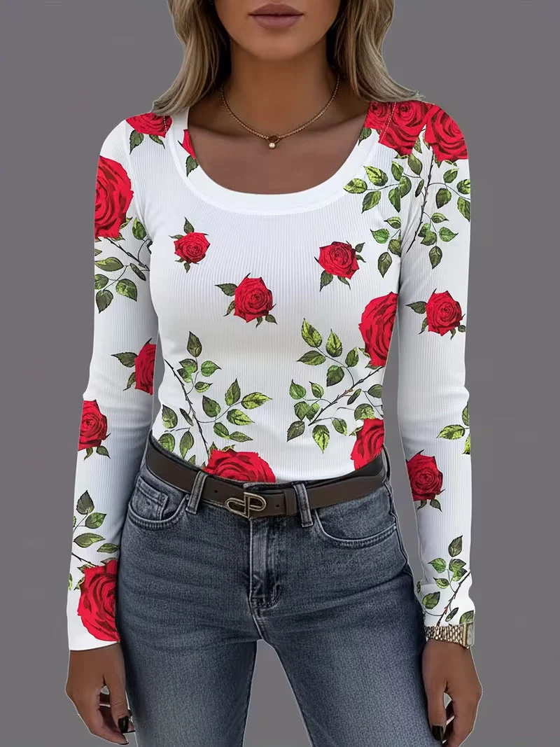 Rabiye – Oberteil mit Blumenmuster und quadratischem Ausschnitt