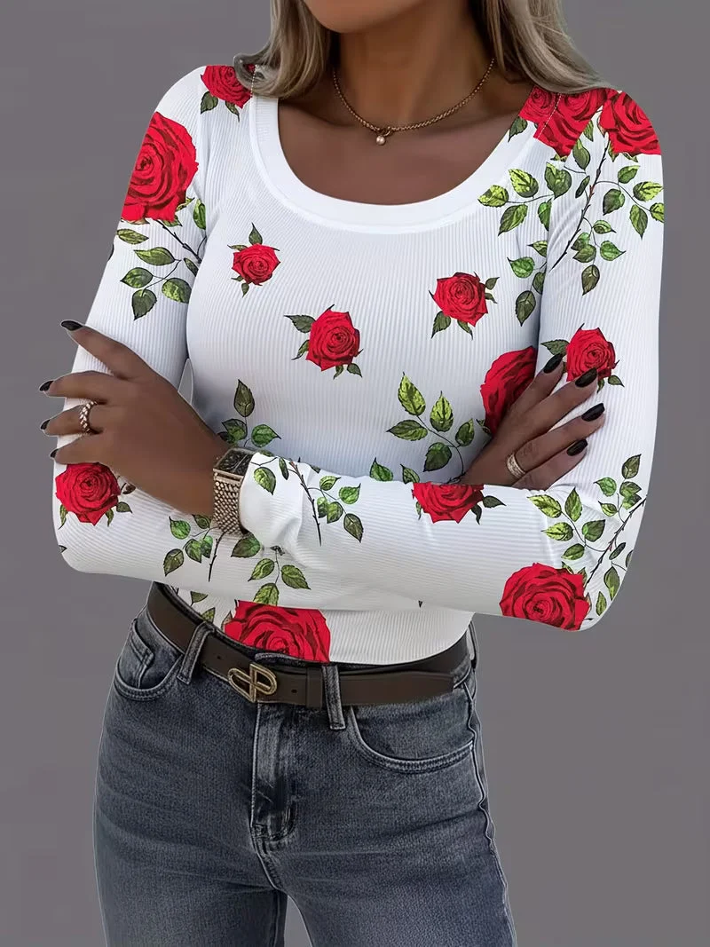 Rabiye – Oberteil mit Blumenmuster und quadratischem Ausschnitt